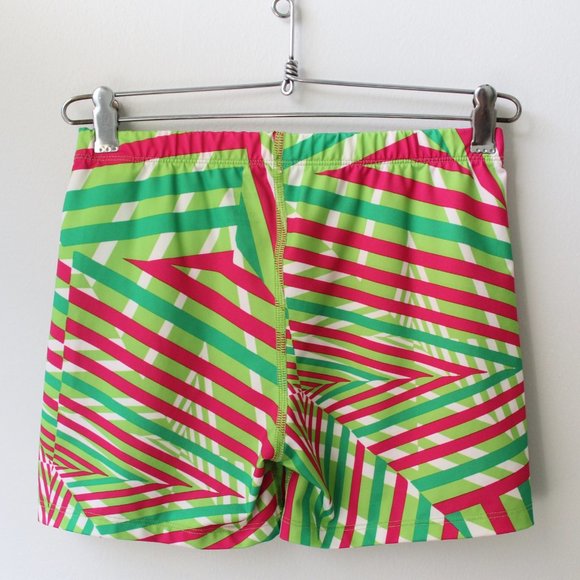 Reebok Girls Athletic Shorts/Spandex Green & Pink Gymnastics Dance Shorts Large - Picture 3 of 7